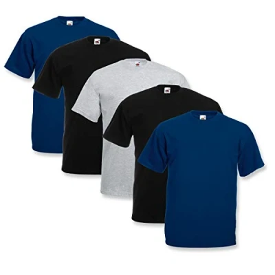 Immagine di Fruit of the Loom Maglietta da uomo, confezione 5 pezzi, in cotone pesante, M, L, XL, XXL, 3XL, diversi colori, M