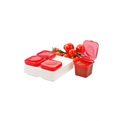 Immagine di Snips 033060 CONTENTORI Monodose CONGELA SUGHI E AROMI Set 4 Pezzi da 100 ml, Verde Rosso, unità