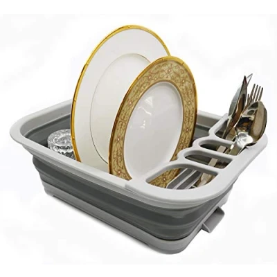 Immagine di Sammart pieghevole scolapiatti con Board stendino set Portable Dinnerware organizer Vassoio da cucina salvaspazio S N 5923 C
