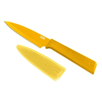 Immagine di KUHN RIKON Colori+ 24218 Coltello da sbucciatura con guaina di sicurezza, 19 cm, colore: Giallo