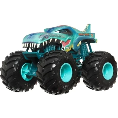 Immagine di Hot Wheels Monster Trucks Mega Wrex Oversize, Veicolo in Scala 1:24 con Ruote giganti e carrozzeria Metallo, Perfetto per Le acrobazie, Giocattolo Bambini, 3+ Anni, JDR03