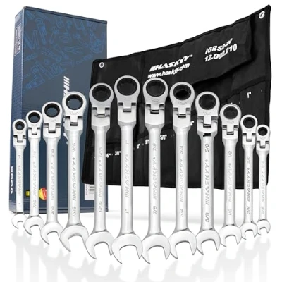 Immagine di HASKYY set di chiavi a cricchetto cricchetto, 12 pezzi, 1/4 1&quot;, chiave imperiale US Cars, strumento compatibile con Harley Davidson