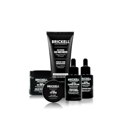 Immagine di Brickell Men&#039;s Difesa Completa Routine Antietà Invecchiamento, Crema Viso Notte, Siero Giorno e Notte Vitamina C, Idratante con SPF Occhi, Naturale Biologico, Profumo