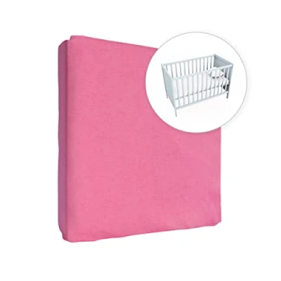Immagine di Lenzuolo con angoli elasticizzati in jersey 100% cotone per materasso da 140 x 70 cm (rosa)