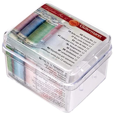 Immagine di Gütermann Trasparente (94x62x78mm) Cucire Filo Magazzinaggio Scatola per 12 Bobine 1 Pezzo