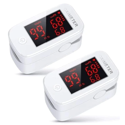 Immagine di DogePro Pulsossimetro, Saturimetro da Dito, 2 pack, per Misurazione Precisa di Ossigeno nel Sangue, Frequenza Cardiaca e Indice Perfusione, adatto Bambini Adulti con Display LED