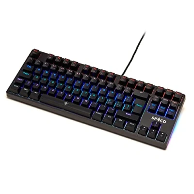 Immagine di SPYCO Challenge KE 112, Tastiera Gaming Meccanica, Layout Italiano, Retroilluminata LED RGB ad Effetti, 87 Tasti, Copritasti in ABS, Switch Marroni Outemu, Configurazione Tasti Anti Ghosting Completa