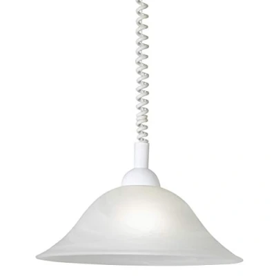 Immagine di EGLO lampada a sospensione Albany, con cavo spirale, regolabile in altezza, vetro alabastro, plastica, bianco, E27