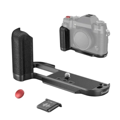 Immagine di SMALLRIG X T50 Impugnatura, Maniglia in Silicone a Forma di L per FUJIFILM T50, Piastra Sgancio Rapido Incorporata Arca, con Pulsante Scatto e Copertura Hot Shoe, Nero 4783