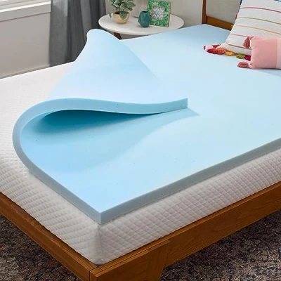 Immagine di Linenspa Coprimaterasso in gel memory foam, spessore 5 cm, con fodera cerniera, Oeko Tex