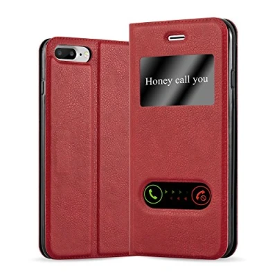 Immagine di Cadorabo Custodia Libro per Apple iPhone 8 Plus / 7 7S in Rosso Zafferano con Funzione Stand e Chiusura Magnetica Portafoglio Cover Case Wallet Book Etui Protezione