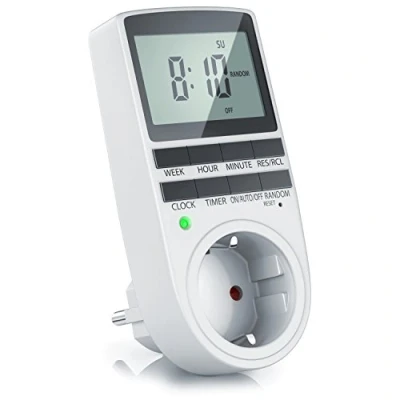 Immagine di CSL Timer Digitale Display LCD da 2,1 Pollici 5,3 cm 3680 W con 10 programmi configurabili Batteria di Back Up riserba Commutazione Casuale Protezione Bambini