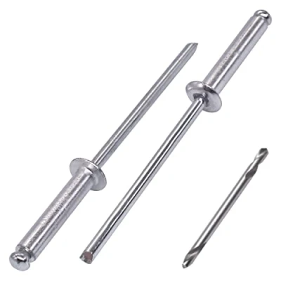 Immagine di SKIR&#039;CO (100 pezzi) rivetti ciechi in alluminio 3,2 x 16 mm, mandrino acciaio, pop, testa a cupola, punta da trapano inclusa