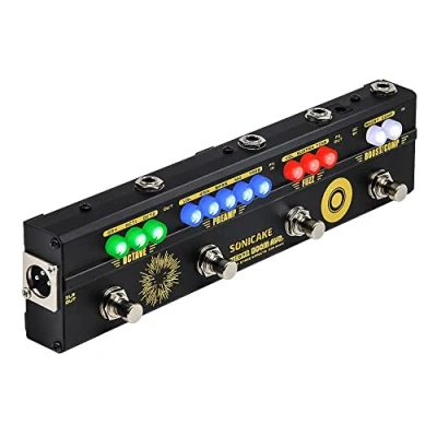 Immagine di SONICAKE Pedale Multieffetto Bass Preamp DI Box Multi Effetto Compressore Boost Fuzz Octaver con FX Loop BOOM Ave.