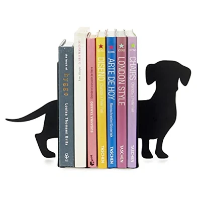 Immagine di Balvi Fermalibri teckel Colore Nero Supporto da scaffale per Libri a Forma di Un Cane 2 unità Metallo