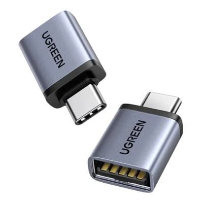 Immagine di UGREEN Adattatore USB a Tipo C 3.0 2 Pezzi OTG Maschio Femmina Compatibile con iPhone 16 Plus Pro Max MacBook Air iPad Redmi Galaxy S24 S23 S22 Note 20 (Gray)