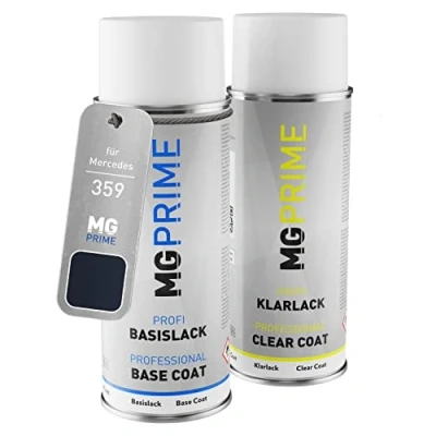 Immagine di MG PRIME vernice per auto Kit di bombolette a spruzzo Mercedes 359 Tansanitblau Perleffekt/Capri Blue Metallic Bomboletta spray da 400ml base trasparente