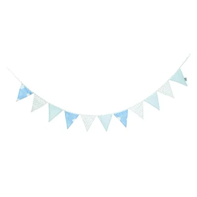 Immagine di roba Catena con Gagliardetti Kleine Wolke in Tessuto 100% Cotone 12 (2 m) Lunghezza Totale 3 m Bandierine Ottimale per le Feste Decorazione Cameretta Azzurro