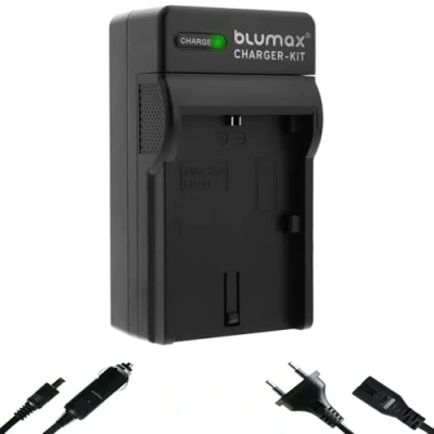 Immagine di blumax Caricabatterie per batterie Canon LP E6NH / E6N E6 compatibile con EOS R R5 R6 II R7 5D Mark III IV 7D 80D 90D XC15