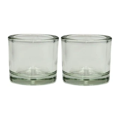 Immagine di Dekohelden24 Portacandela, Set da 2 Pezzi, Trasparente, in Vetro, Semplice ed Elegante, Dimensioni: H/Ø Circa 5,5 x 6 cm, cm