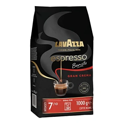 Immagine di Lavazza, Espresso Barista Gran Crema, Caffè in Grani Tostati a Tamburo, Ideali per Macchine da Espresso, Note Aromatiche di Fiori, Arabica e Robusta, Intensità 7/10, Tostatura Leggera, 1 kg