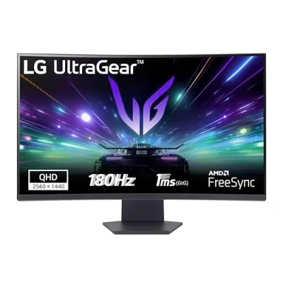 Immagine di LG 32GS60QC UltraGear Gaming Monitor 32&quot; QHD Curvo HDR 10, 2560x1440, 1ms, AMD FreeSync Premium 180Hz, HDMI 2.0 (HDCP 2.2), Display Port 1.4, AUX, Flicker Safe, Nero