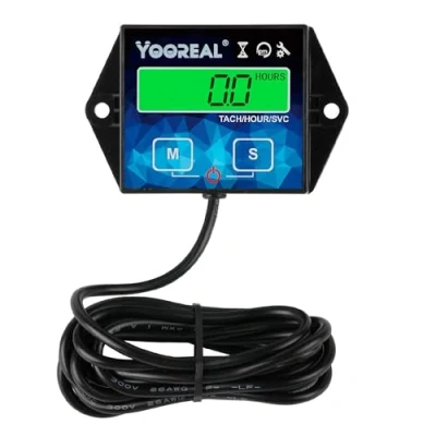 Immagine di Yooreal Contaore tachimetrico retroilluminato digitale, ore azzerabili, motore a batteria sostituibile per tosaerba generatore motosega fuoribordo spazzaneve Attrezzatura alimentata gas