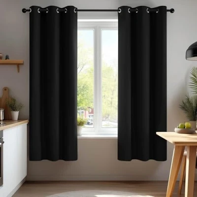Immagine di Deconovo Tende per Interni Oscuranti 2 Pezzi 160 CM Altezza, Camera da Letto Coprente Moderne con Occhielli, 107x160 (Larghezza x Altezza), Nero