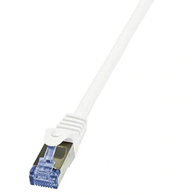 Immagine di LogiLink CQ3011S RJ45 cavo di rete, patch CAT 6A S/FTP 0.25 m Bianco Ritardante fiamma, con protezione 1 pz.