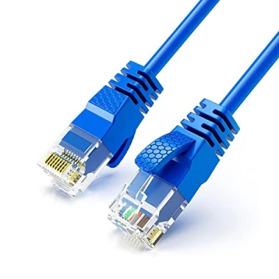 Immagine di Reulin Cavo Ethernet Ultra Sottile di 3M Lunghezza, Internet LAN ad Alta Velocità Cat6 3 M, Connettore Rete Gigabit RJ45 Collegamento (3 Metri Blu)
