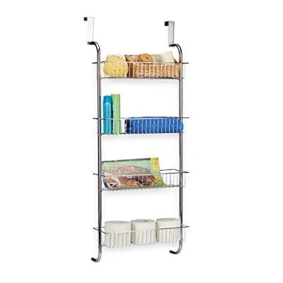 Immagine di Relaxdays Mensole da Bagno Cromate, Scaffale Doccia, Metallo, Organizer Cucina Parete, HLP: 112x45x23 cm, Argento