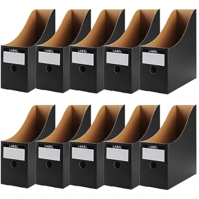 Immagine di Shodiffy Portariviste in Carta Kraft, 10 Pezzi Cartella File stile Semplice Riempimento Rack Box Paperwork Organizer Portapenne Desktop Stationery per Ufficio,Facile Conservazione Nero
