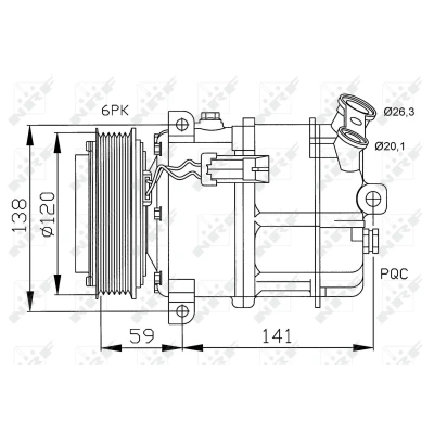 Immagine di NRF 32191 compressore Aria Condizionata PXV16 12 PAG 46 con olio FIAT: Croma II Station Wagon, SAAB: 9 3 Sedan, Wagon