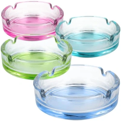 Immagine di com four® 4X posacenere in Vetro colorato per la casa e ristorazione da Tavolo Colorati Sigarette raccoglitori di Tabacco (04 Pezzi Base Colorata)