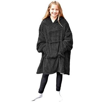 Immagine di HOMELEVEL Felpa Bambino Cappuccio Oversize Pigiama Bambina Invernale Felpato XL Tasca Marsupio Felpe Coperta Pile Sherpa Hoodie Ragazzi