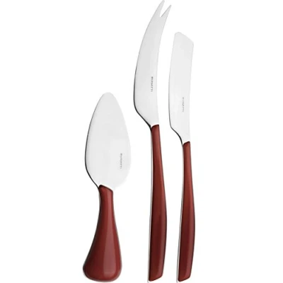 Immagine di BUGATTI Glamour Set Coltelli da Formaggio, Acciaio Inossidabile, Rosso Magenta, 16x26x3 cm