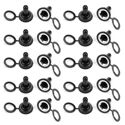 Immagine di 20 Pezzi Cappuccio Impermeabile, Toggle Switch Rubber Cover, In Gomma Nera, Copri stivali per 12mm