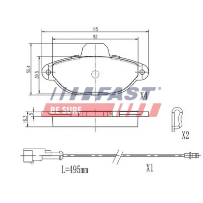 Immagine di FAST FT29051 Kit pastiglie freno Assale anteriore con sensore usura integrato FIAT: Panda II Hatchback, Punto I Hatchback