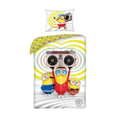 Immagine di Halantex Copripiumino Minions Cattivissimo Me Set Biancheria Da Letto Dimensioni 140 x 200 Centimetri Con Federa 70 90
