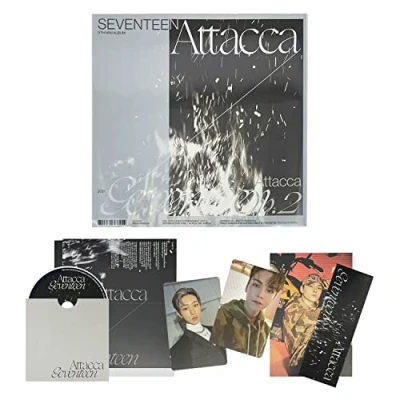 Immagine di SEVENTEEN 9th Mini Album [Attacca] (Op.2) Photo Book + Lyric Case CD R Postcard Folding Card 2 Pin Button Badges 4 Extra Photocards