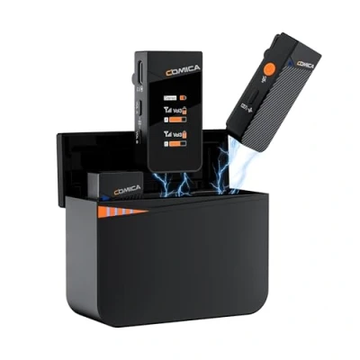 Immagine di comica Vimo C3 Microfono Lavalier Wireless con Cancellazione del Rumore e Modalità di Sicurezza, Doppio 2.4G per Fotocamere DSLR iPhone Videocamera PC Android Live Streaming