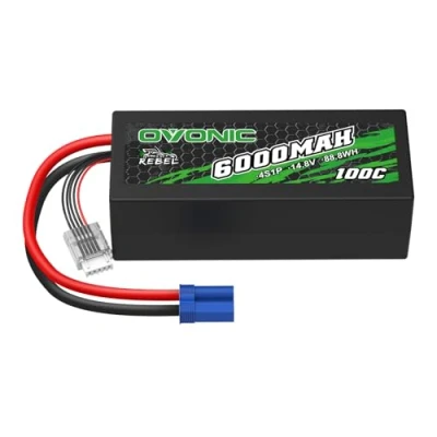 Immagine di OVONIC Batteria Lipo 4s 6000mAh 100C 14.8V con Connettore EC5 per RC Auto Barca Camion Buggy Team Associato Hobby FAI DA TE