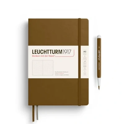 Immagine di LEUCHTTURM1917 372197 Taccuino con copertina rigida, formato A5, 251 pagine numerate, Spice Brown, a pois