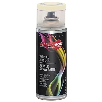 Immagine di Ambro Sol V4001013 Smalto Acrilico Multiuso, Vernice Brillante per Interni ed Esterni, Adatto Qualsiasi Tipo di Materiale, Bomboletta Spray in Banda Stagnata Riciclabile da 400 ml, Bianco Perla
