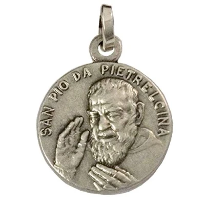 Immagine di MEDAGLIA DI SAN PIO DA PIETRELCINA (PADRE PIO) IN ARGENTO MASSICCIO 925 MILLESIMI REALIZZATA ALTO RILIEVO