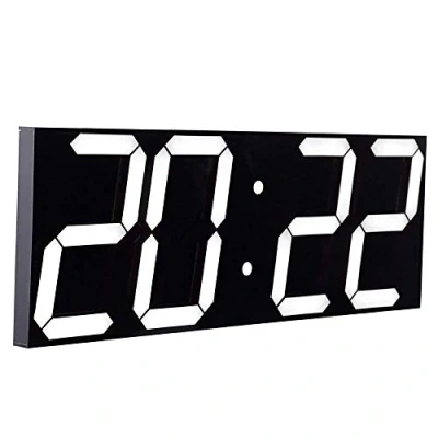 Immagine di CHKOSDA orologio da parete digitale, grande con numero di 6&quot;, a LED, montaggio parete/su desktop, alimentazione cavo (bianco)