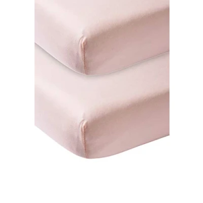 Immagine di Meyco Baby Uni lenzuolo per culla in confezione da 2 pezzi (lenzuolo morbido jersey di qualità, 100% cotone, dimensioni: 70 x 140 cm), rosa chiaro