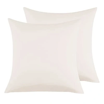Immagine di Federe Cuscini Letto Matrimoniale 80x80cm,Coppia in Microfibra Chiusura a Busta Beige