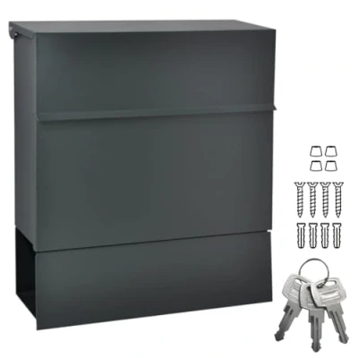 Immagine di ALSTEN TECH Cassetta delle lettere di design, da parete, con scomparto per giornali, grigio antracite opaco, RAL 7016 A4/C4
