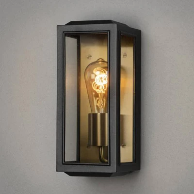 Immagine di Konstsmide Carpi schwarz/messing 7348 758 Lampada da parete per esterno E27 Nero, Ottone